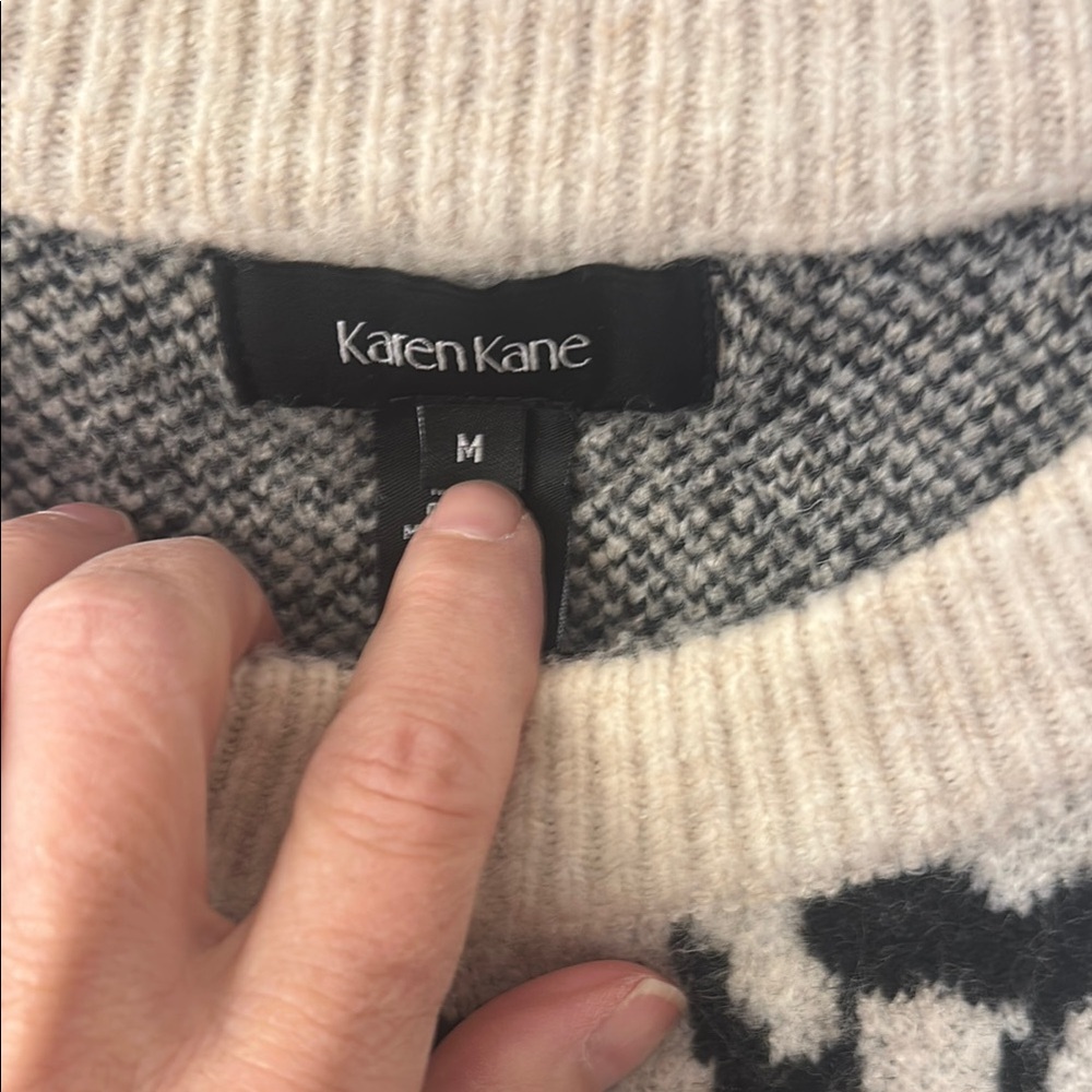 Karen Kane Cream and Black Leopard Print Sweater - Picture 2 of 5